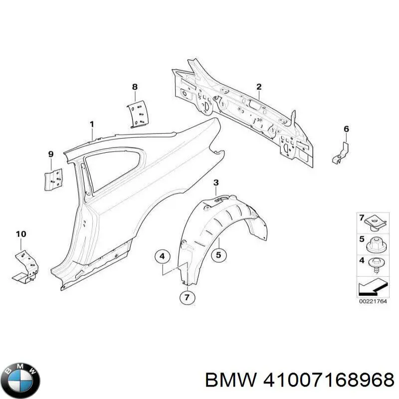 41007168968 BMW guardabarros trasero derecho