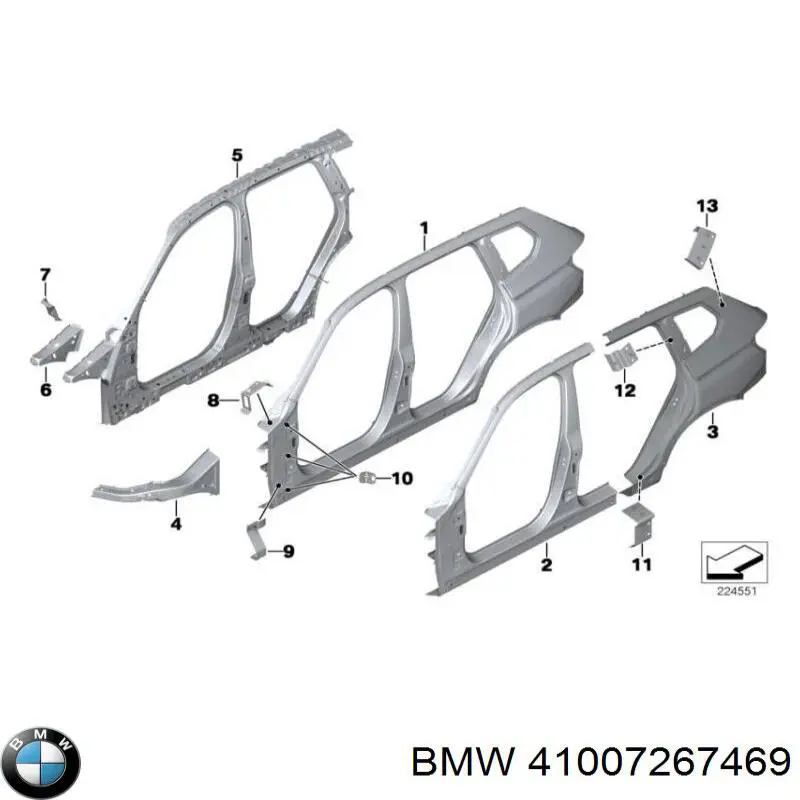 Guardabarros trasero izquierdo para BMW X3 (F25)
