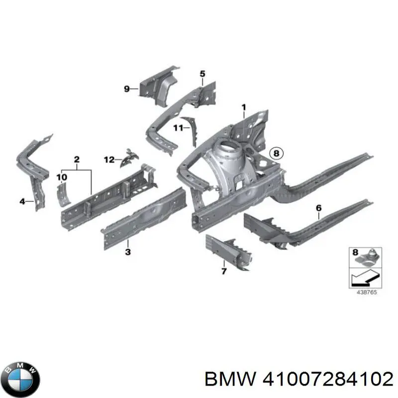 41007284102 BMW soporte de radiador derecha (panel de montaje para foco)