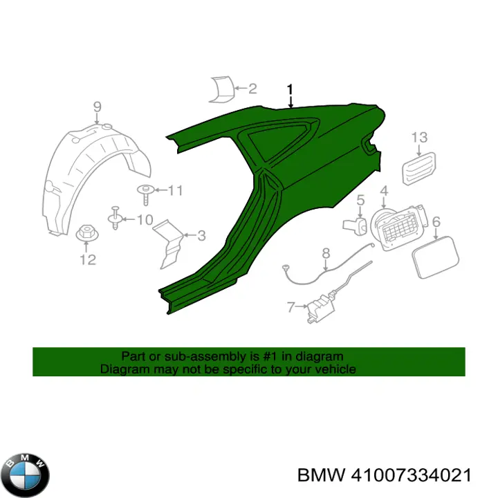 41007334021 BMW guardabarros trasero izquierdo