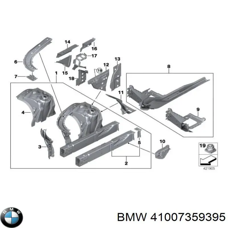Comprar 41007359395 BMW Larguero delantero izquierdo del bastidor