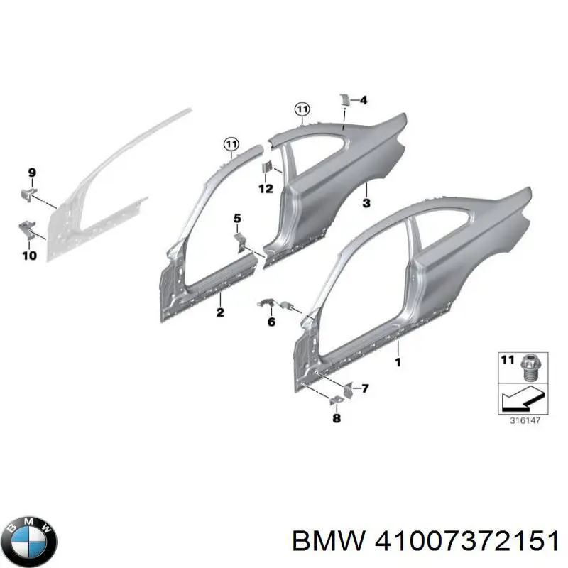 41007372151 BMW guardabarros trasero izquierdo