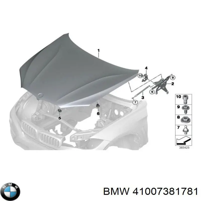 41007381781 BMW bisagra, capó del motor izquierda