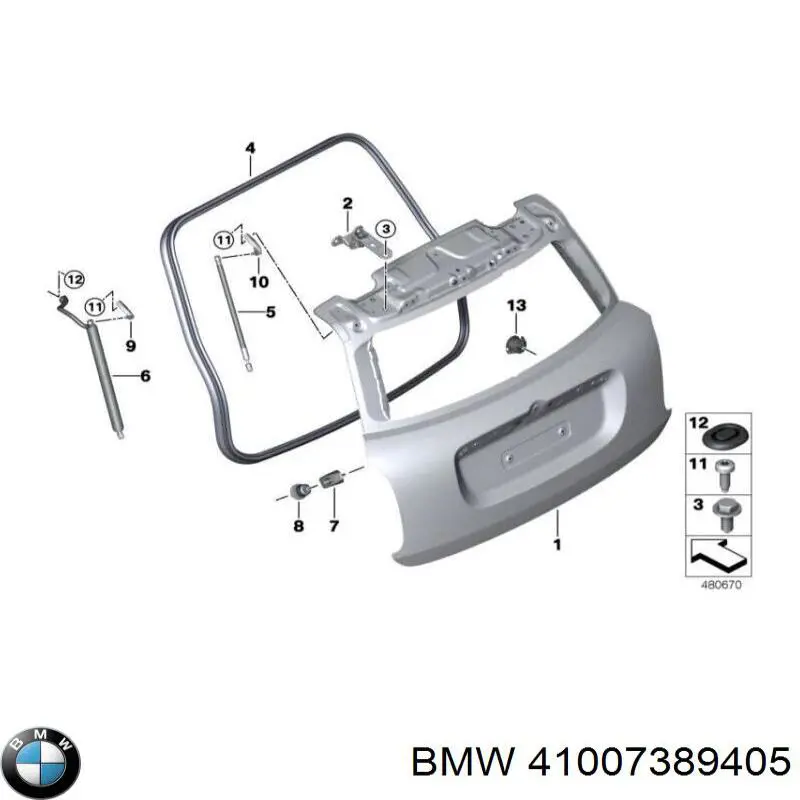 41007389405 BMW Bisagra de la tapa del maletero