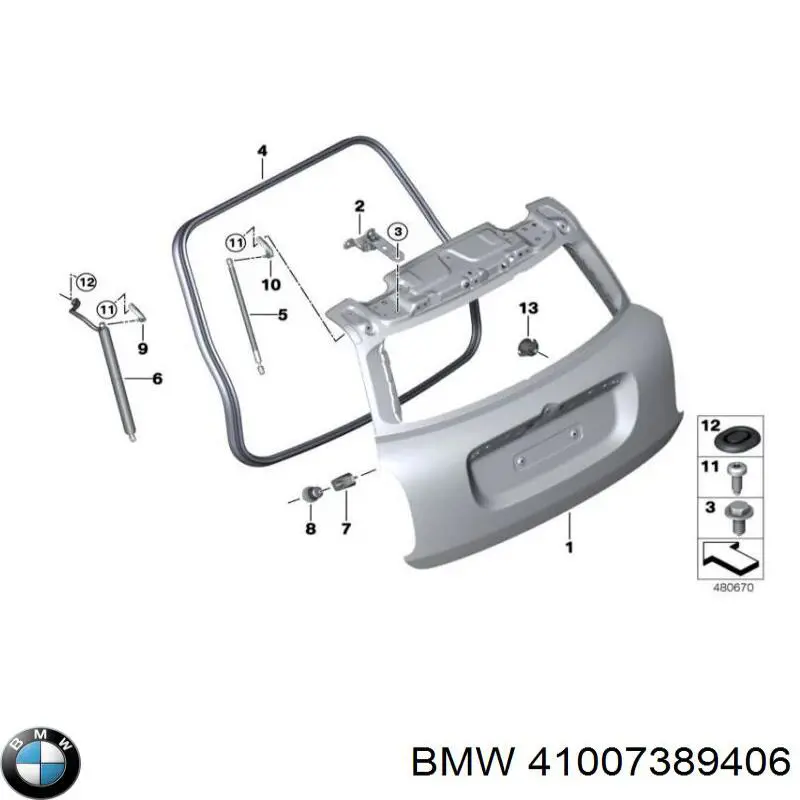 41007389406 BMW Bisagra de la tapa del maletero