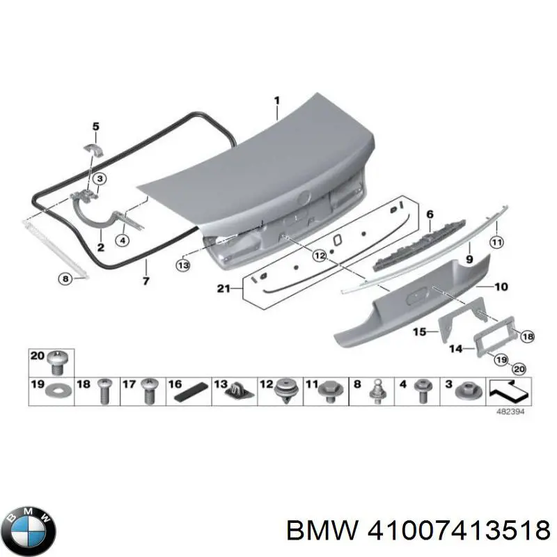 41007413518 BMW conjunto de bisagra, puerta del maletero