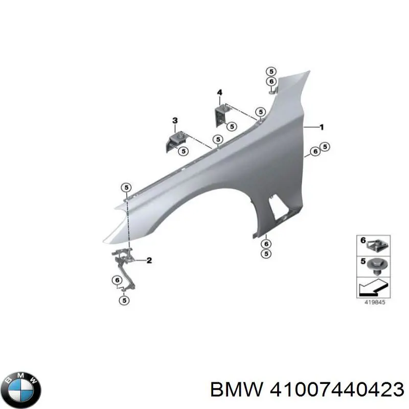 Soporte delantero izquierdo para aleta delantera BMW 41007440423 precio, desde 38,42 EUR