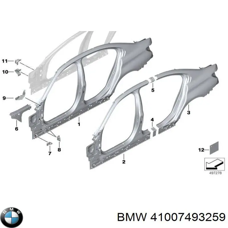 41007493259 BMW Pilar delantero izquierdo de la carrocería