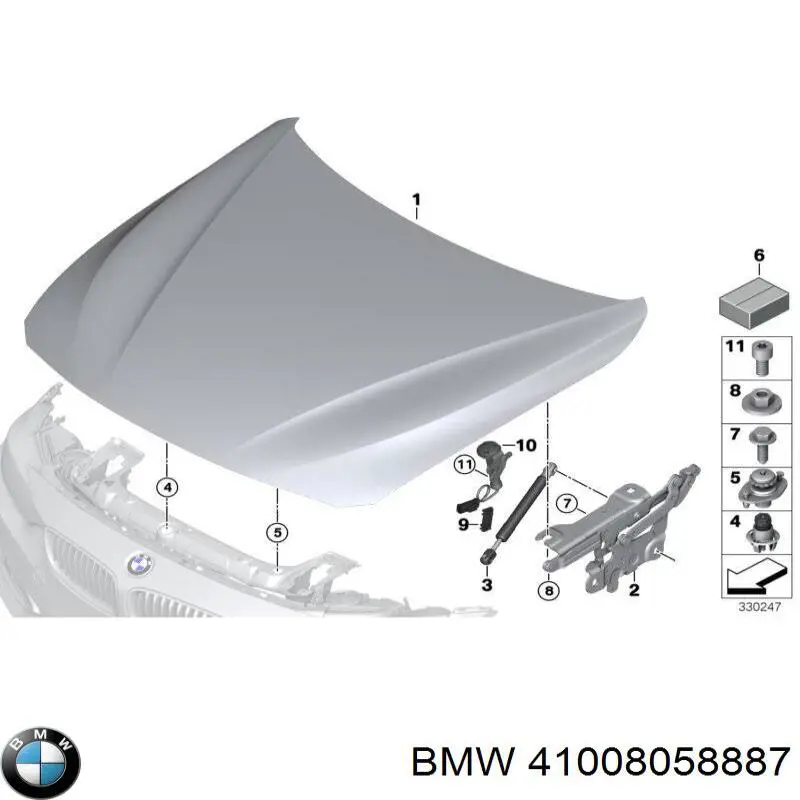 41008058887 BMW capó del motor