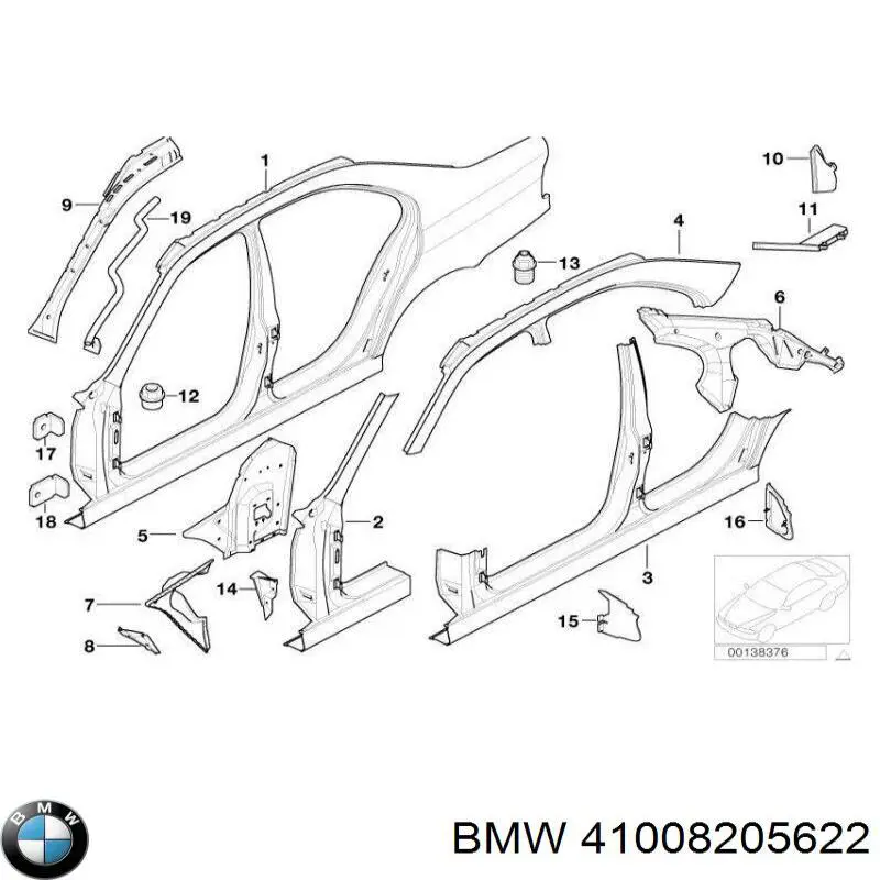 Pilar, carrocería, central derecha para BMW 5 (E39)
