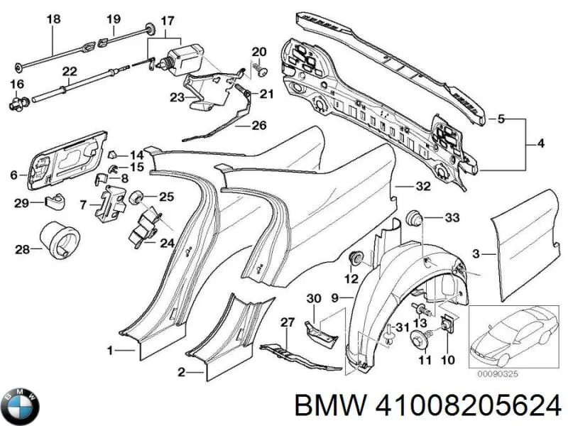 Aleta trasera derecha BMW 41008205624 precio, desde 1466,80 EUR