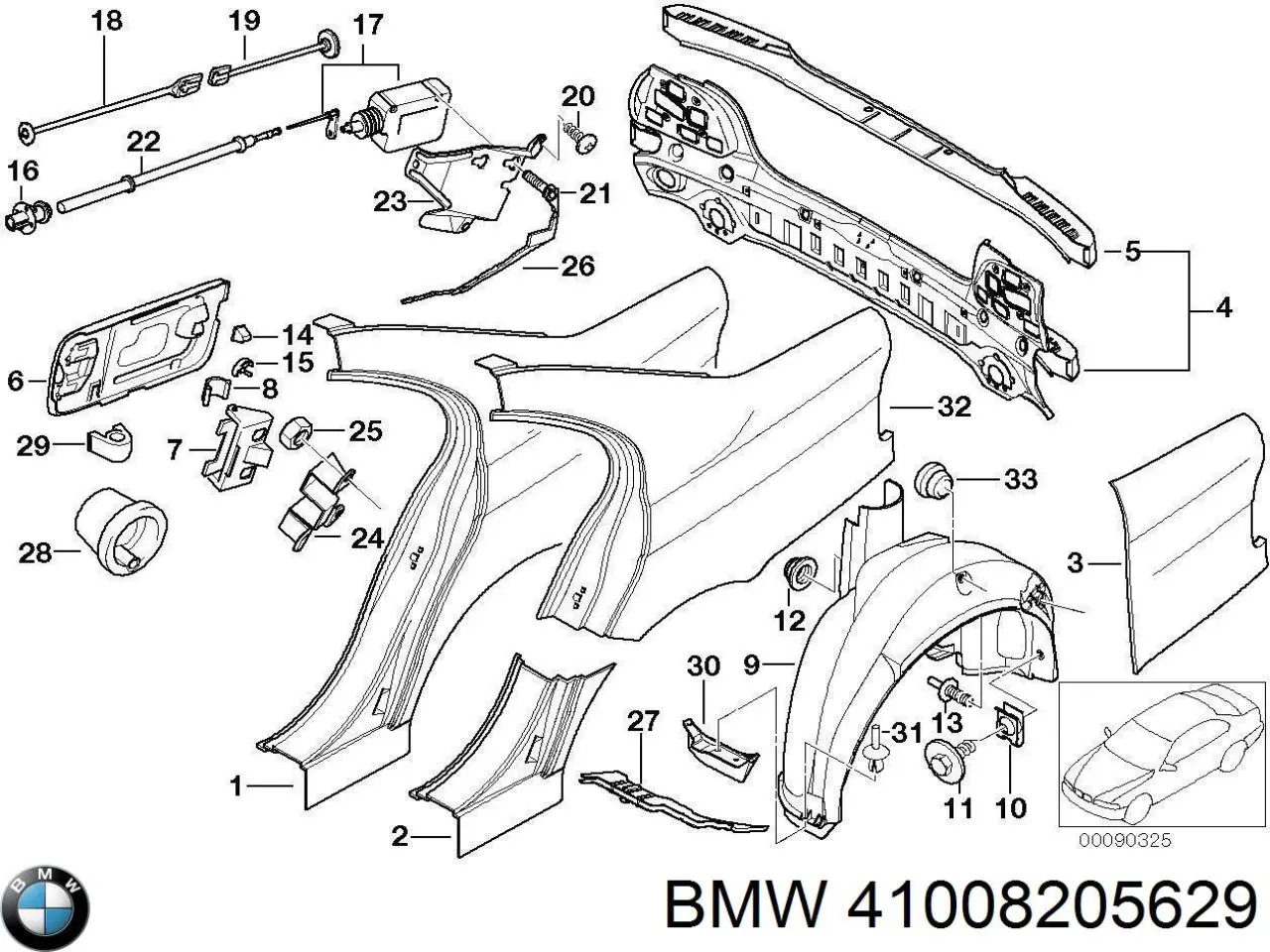 Aleta trasera izquierda BMW 41008205629 precio, desde 832,94 EUR