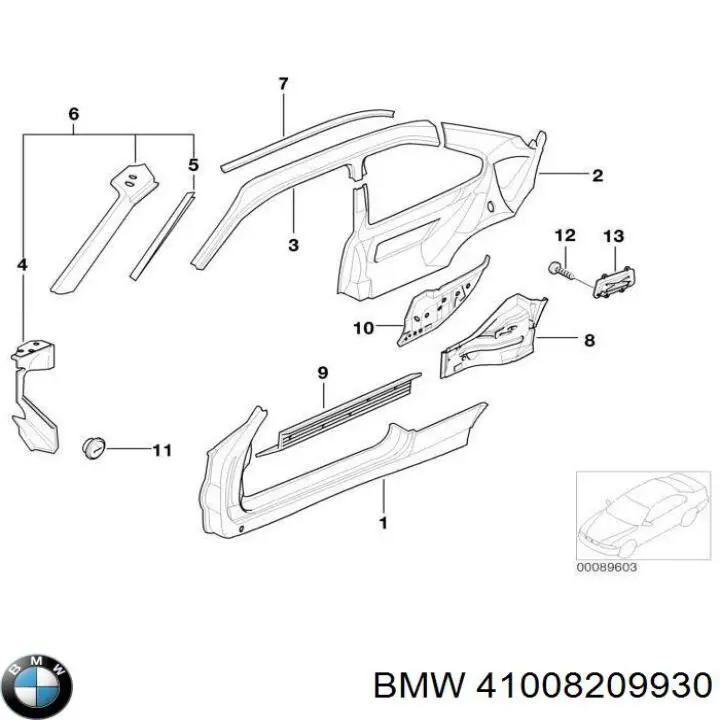 Umbral de puerta, derecha para BMW 3 (E36)