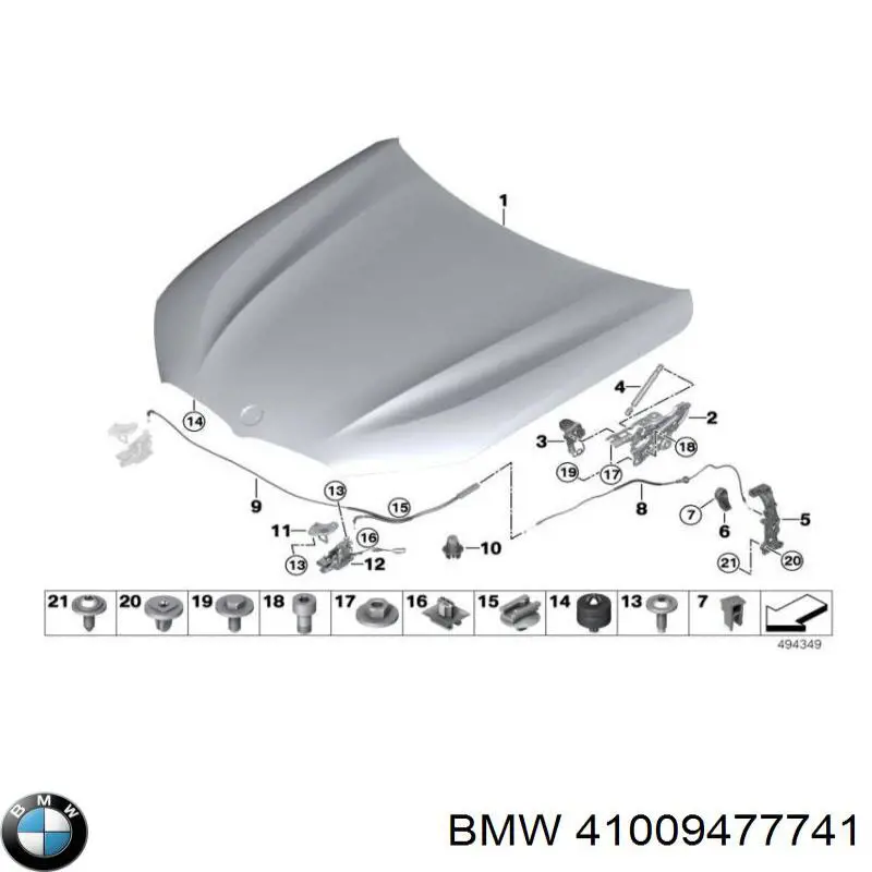 Comprar 41009477741 BMW Bisagra izquierda del capó