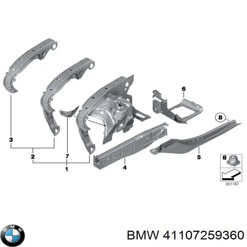 Longuero del chasis delantero derecho BMW 5 (F10)