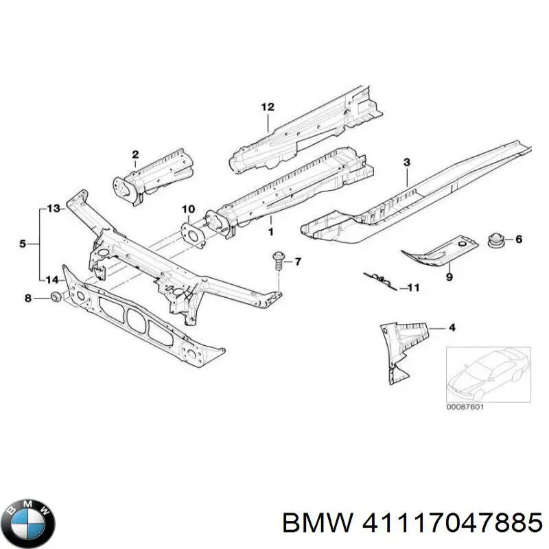 Larguero delantero izquierdo del bastidor BMW 41117047885 precio, desde 151,01 EUR