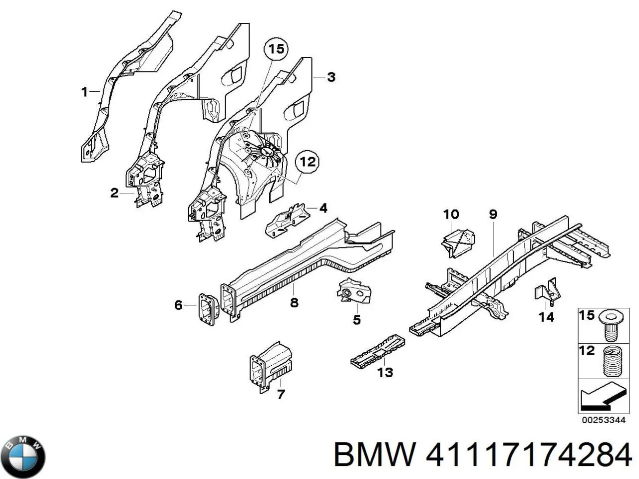 41117174284 BMW larguero trasero derecho