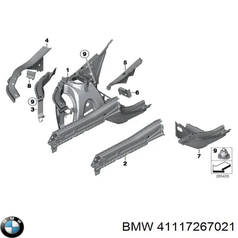 41117267021 BMW larguero delantero izquierdo