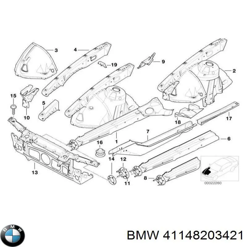 Larguero, frente izquierda BMW 5 (E39)