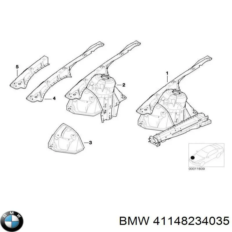 Arco de rueda, panel lateral, izquierdo BMW 3 (E46)