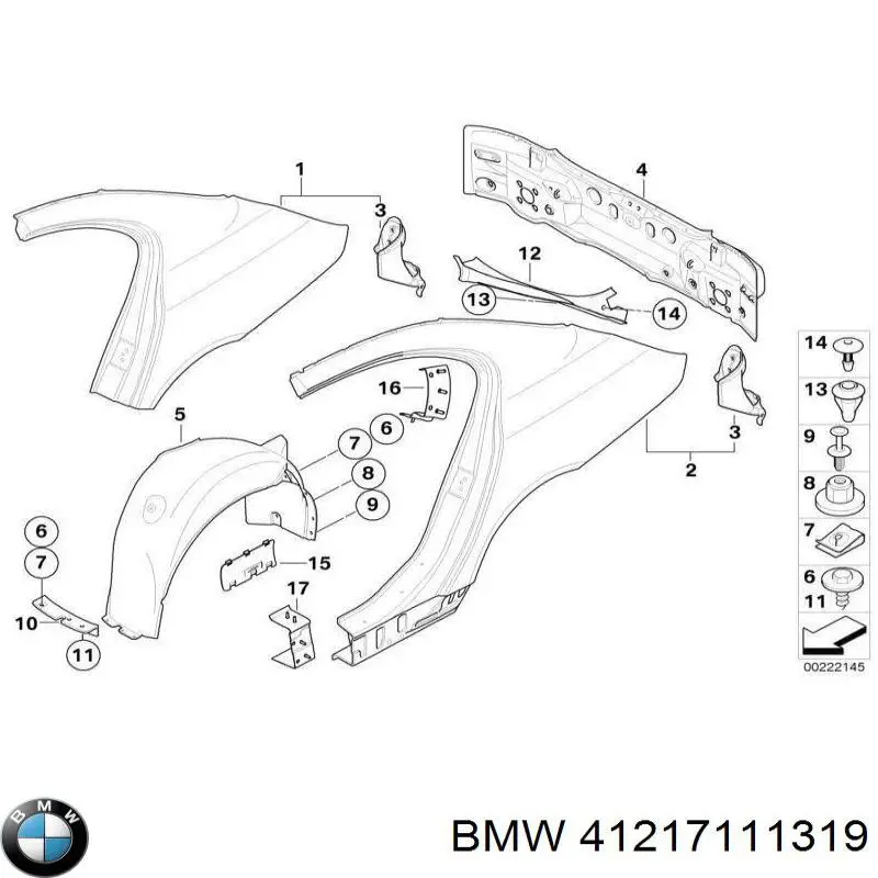 Comprar 41217111319 BMW Aleta trasera izquierda