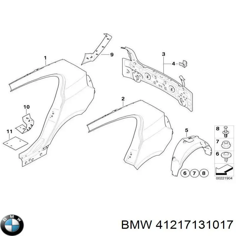 Guardabarros trasero izquierdo para BMW 1 (E81, E87)