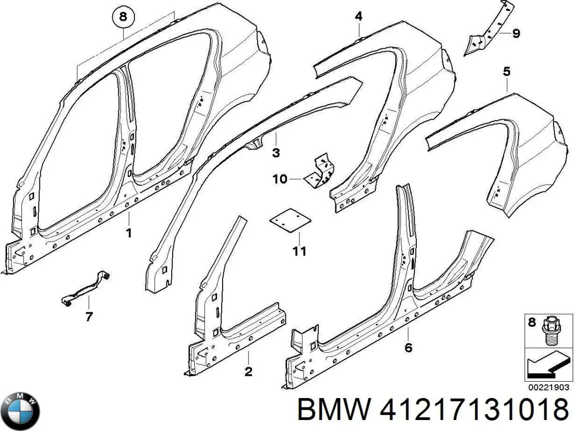 Guardabarros trasero derecho para BMW 1 (E81, E87)