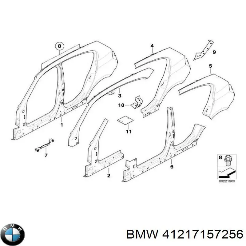 Chapa de acceso derecha para BMW 1 (E81, E87)