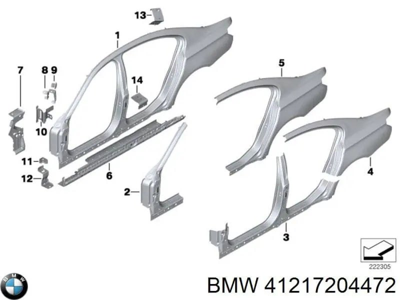 Guardabarros trasero derecho BMW 7 (F01, F02, F03, F04)