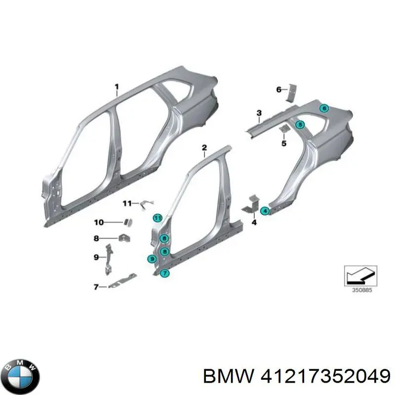 41217352049 BMW guardabarros trasero izquierdo