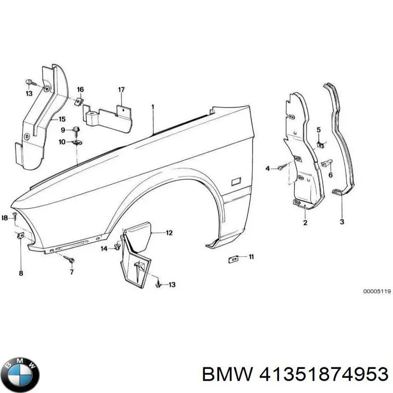 Aleta delantera izquierda para BMW 5  E28