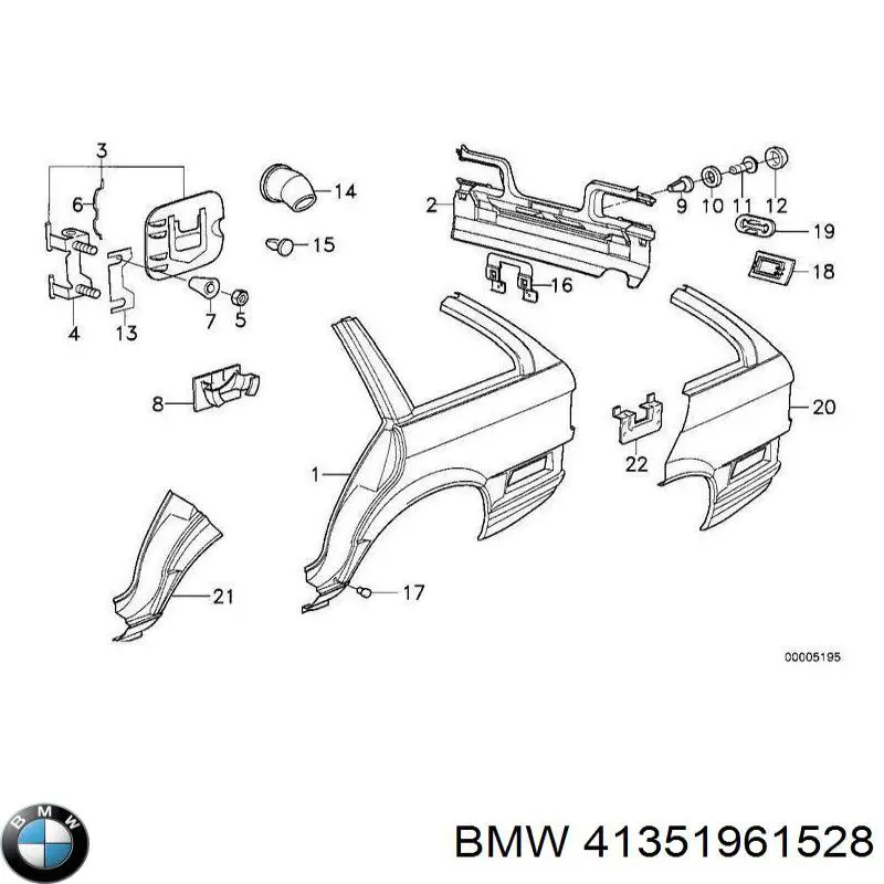 41351961528 BMW guardabarros trasero derecho