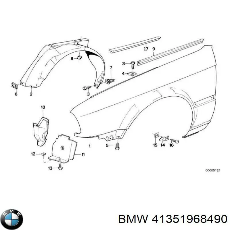 Guardabarros delantero derecho para BMW 3 (E30)