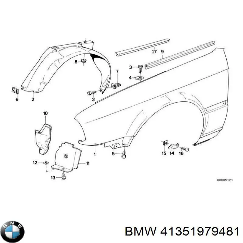Guardabarros delantero izquierdo para BMW 3 (E30)