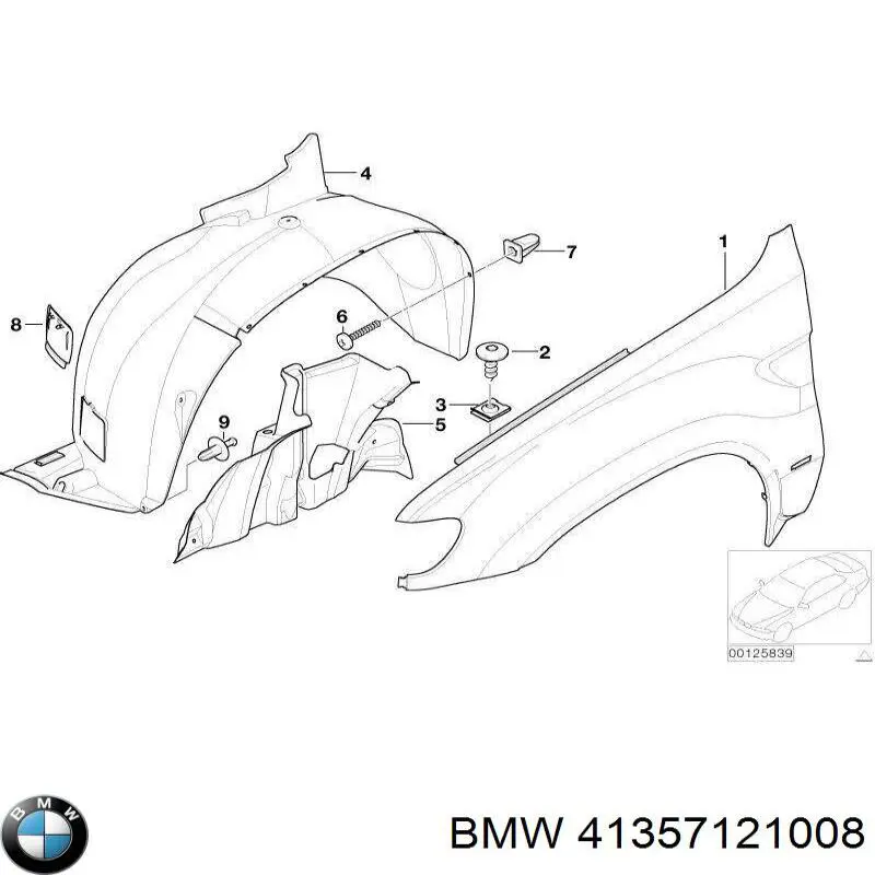 41357121008 BMW guardabarros delantero derecho