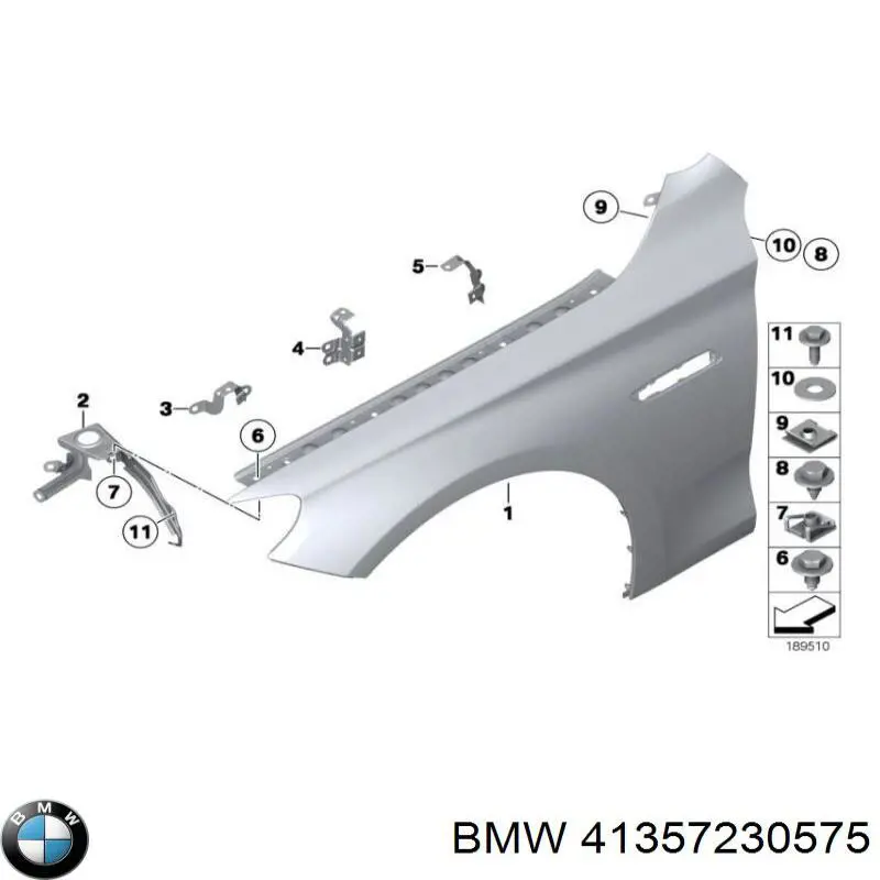 41357230575 BMW soporte para guardabarros delantero, izquierda delantero