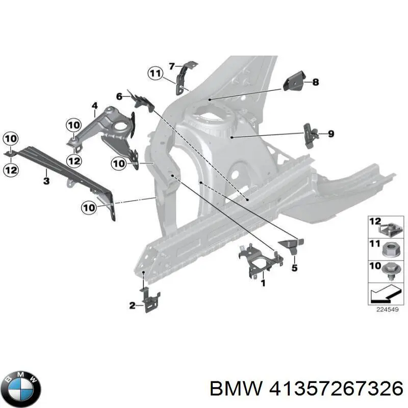41357267326 BMW soporte para guardabarros delantero, derecho delantero