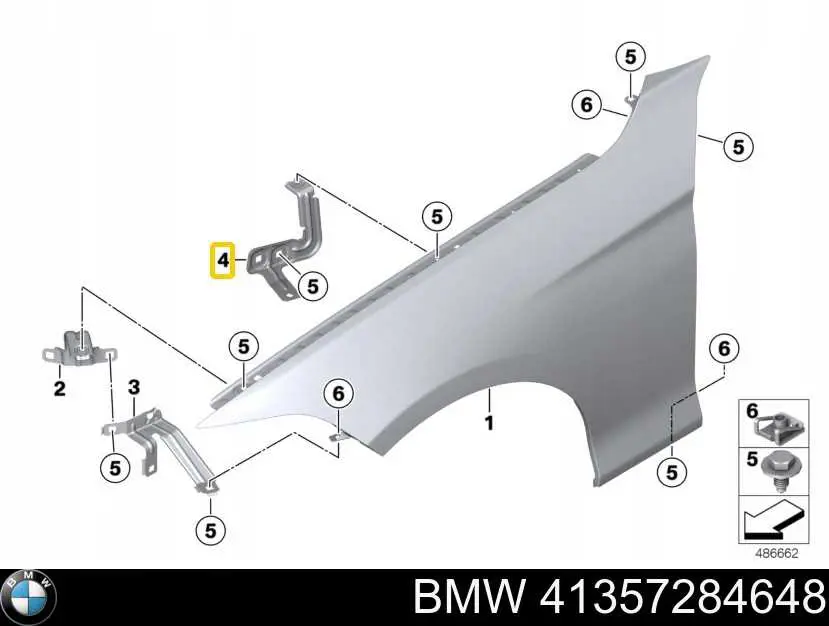 Soporte trasero de guardabarros delantero derecho BMW 41357284648 precio, desde 45,90 EUR
