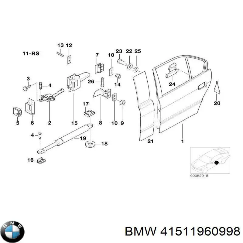 Bisagra de puerta delantera para BMW 5 (E39)