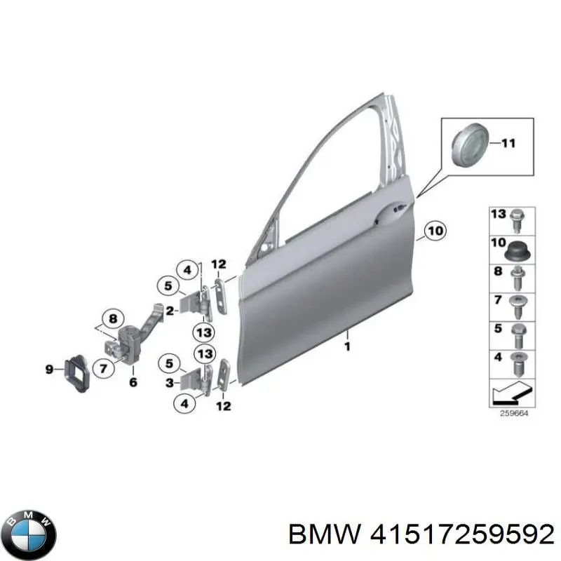 41517259592 BMW Bisagra de la puerta delantera derecha