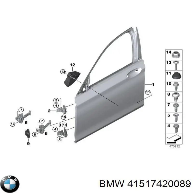 41517420089 BMW bisagra de puerta delantera izquierda