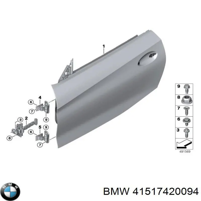 Bisagra de la puerta delantera derecha BMW 41517420094 precio, desde 68,36 EUR