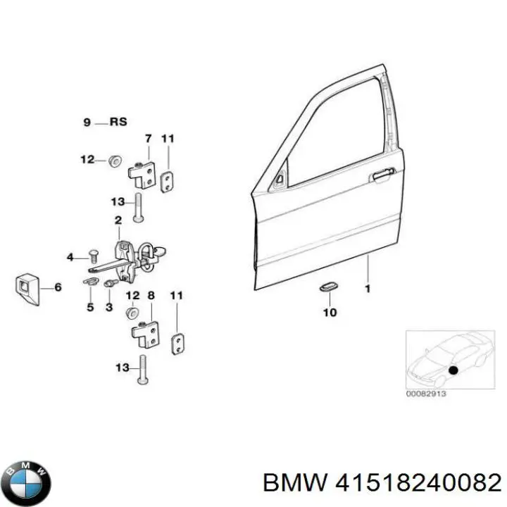 Bisagra delantera derecha para BMW 3 (E46)