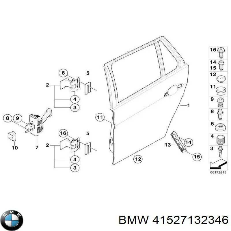 Bisagra de puerta trasera derecha para BMW 1 (E81, E87)