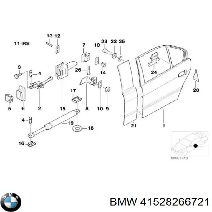 Puerta trasera izquierda BMW 41528266721 precio, desde 145,20 EUR