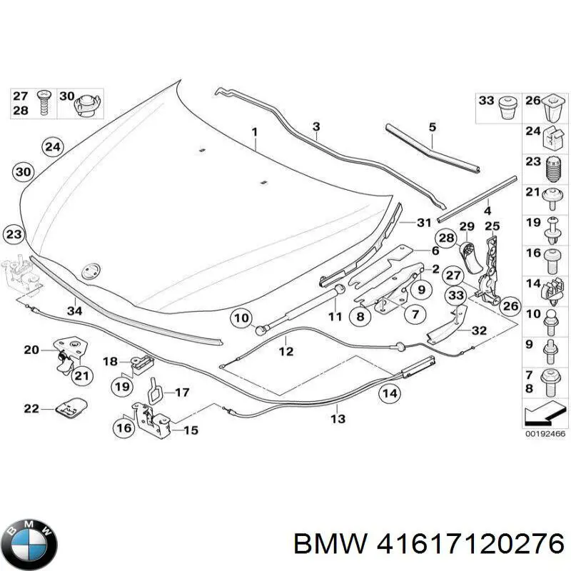 Bisagra, capó del motor derecha para BMW 5 (E60)