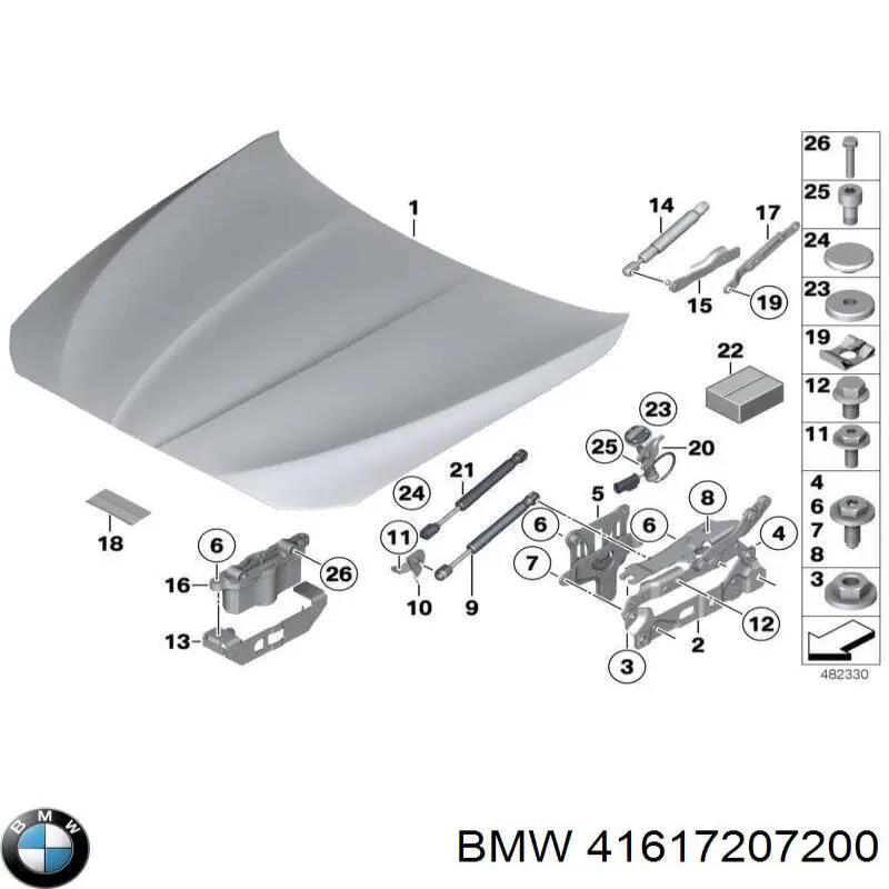 41617207200 BMW bisagra, capó del motor derecha