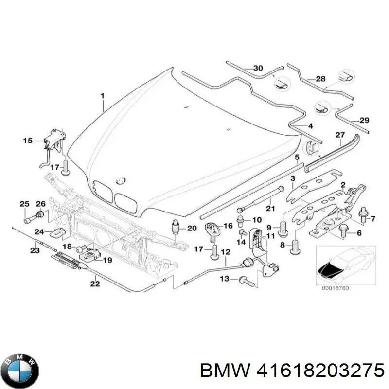 Comprar 41618203275 BMW Bisagra izquierda del capó
