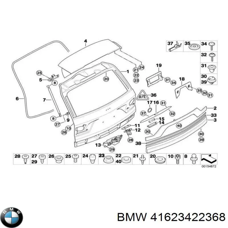 Conjunto de bisagra, puerta del maletero para BMW X3 (E83)