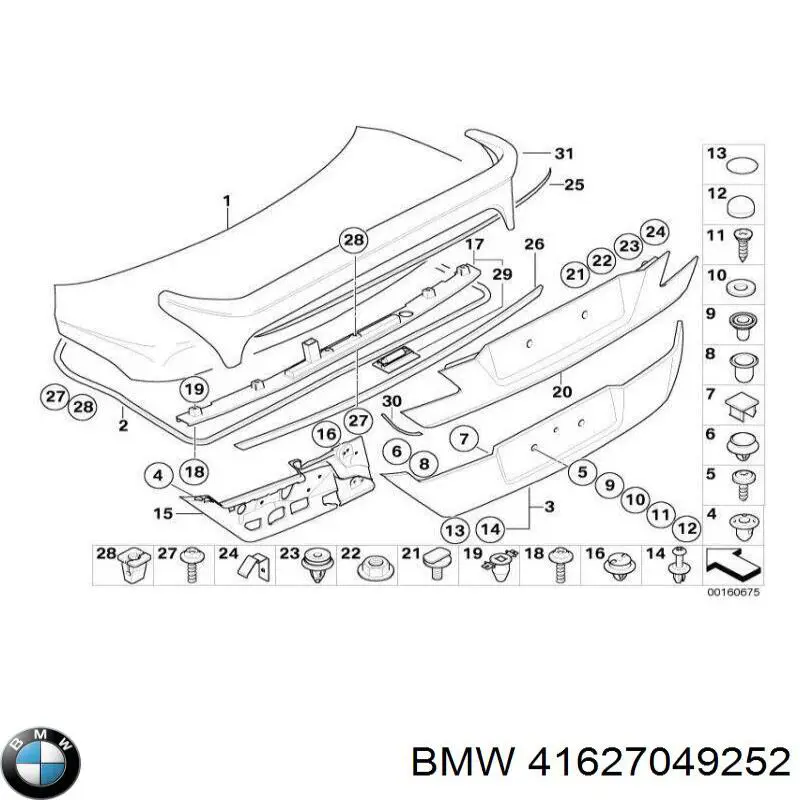 Comprar 41627049252 BMW Tapa maletero